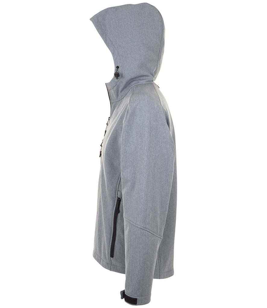 SOL'S Replay Hooded Soft Shell Jacket in Grey Marl, side view