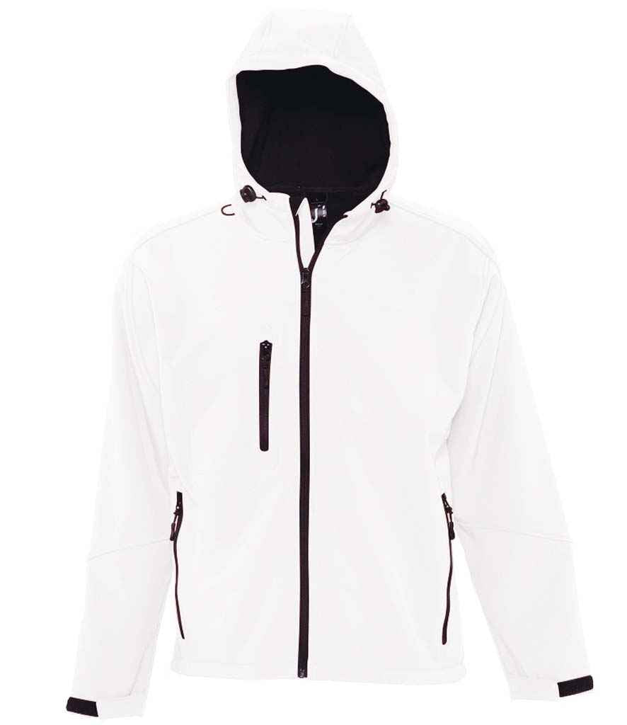 SOL'S Replay Hooded Soft Shell Jacket in White, front view