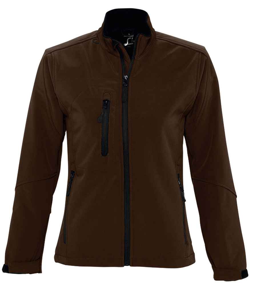 SOL'S Ladies Roxy Soft Shell Jacket in Dark Chocolate, front view