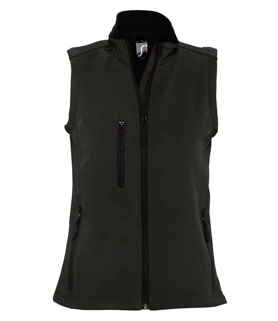 SOL'S Ladies Rallye Soft Shell Bodywarmer in Black, front view