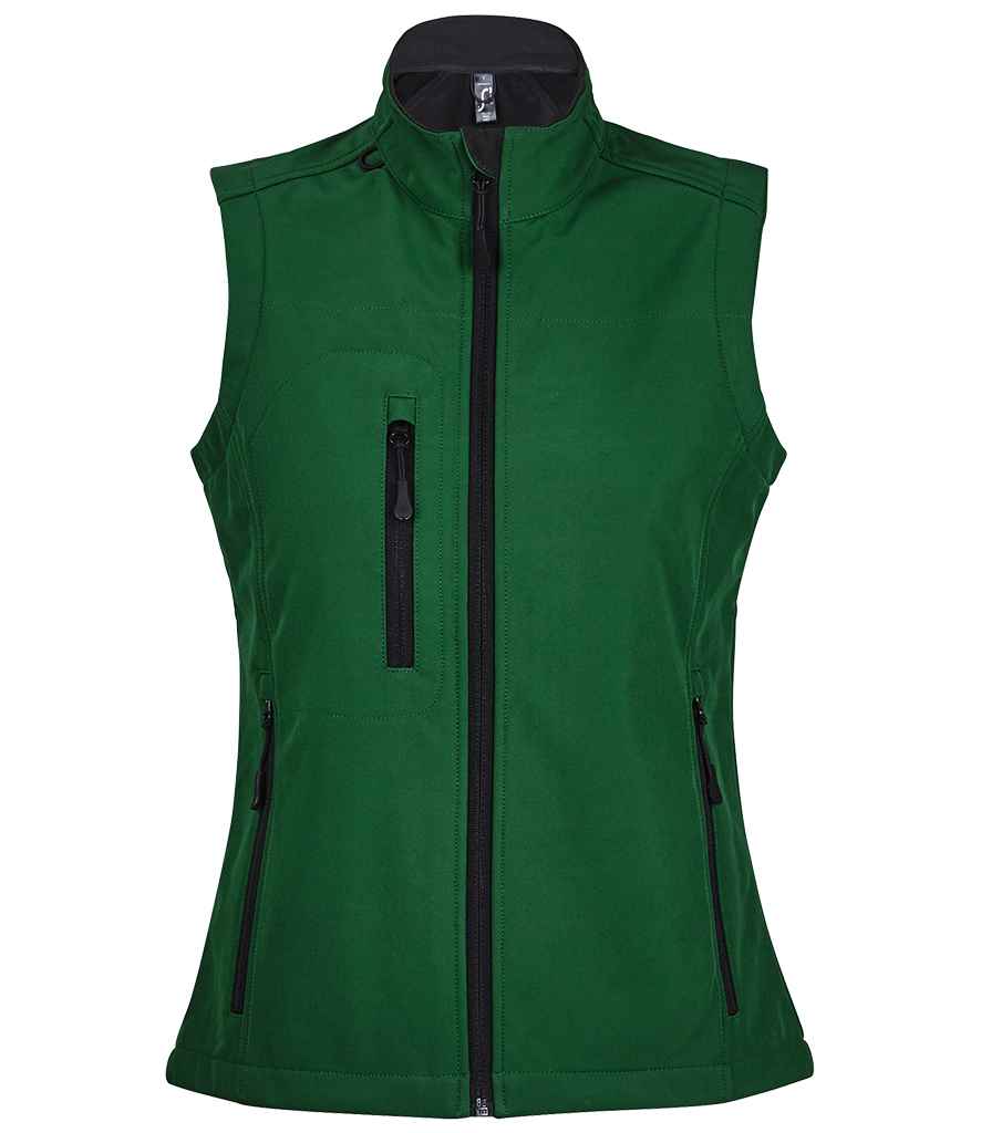 SOL'S Ladies Rallye Soft Shell Bodywarmer in Bottle Green, front view