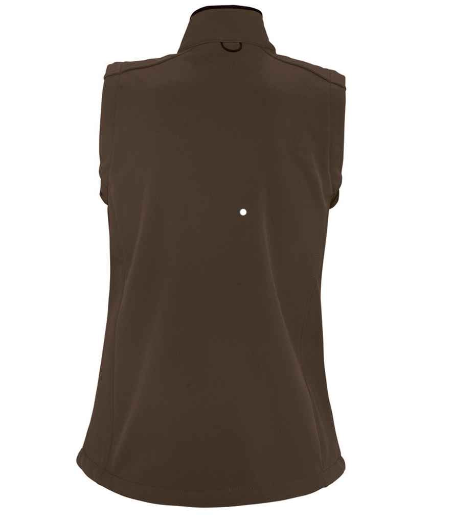 SOL'S Ladies Rallye Soft Shell Bodywarmer in Dark Chocolate, back view