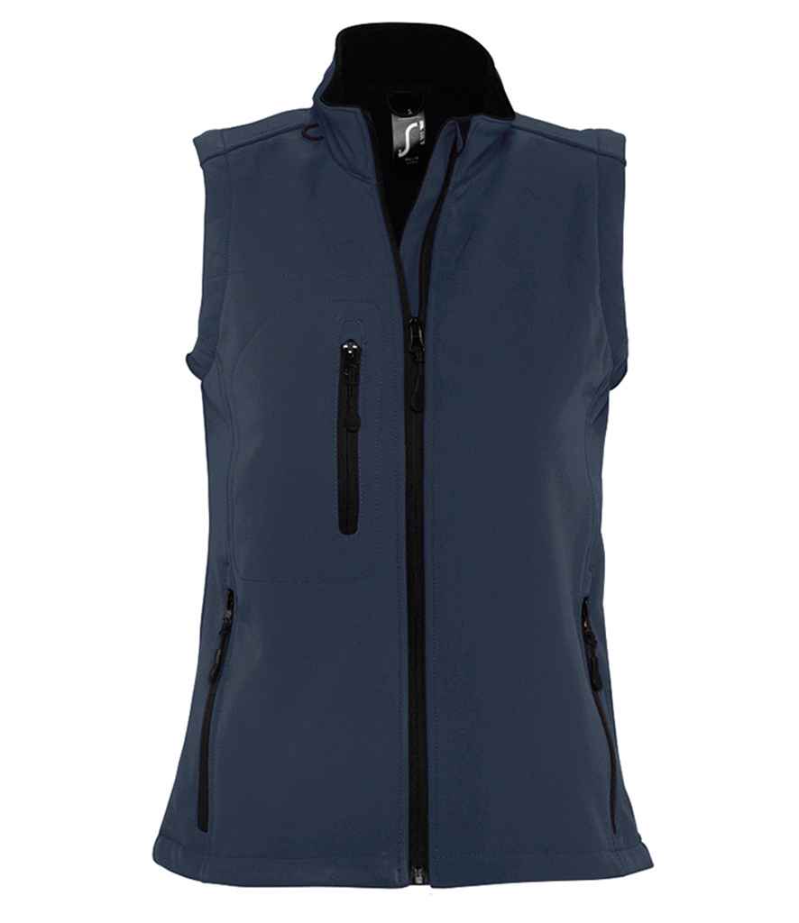 SOL'S Ladies Rallye Soft Shell Bodywarmer in French Navy, front view