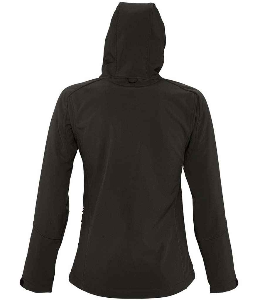 SOL'S Ladies Replay Hooded Soft Shell Jacket in Black, back view