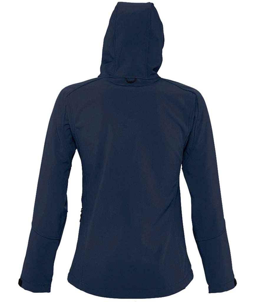SOL'S Ladies Replay Hooded Soft Shell Jacket in French Navy, back view