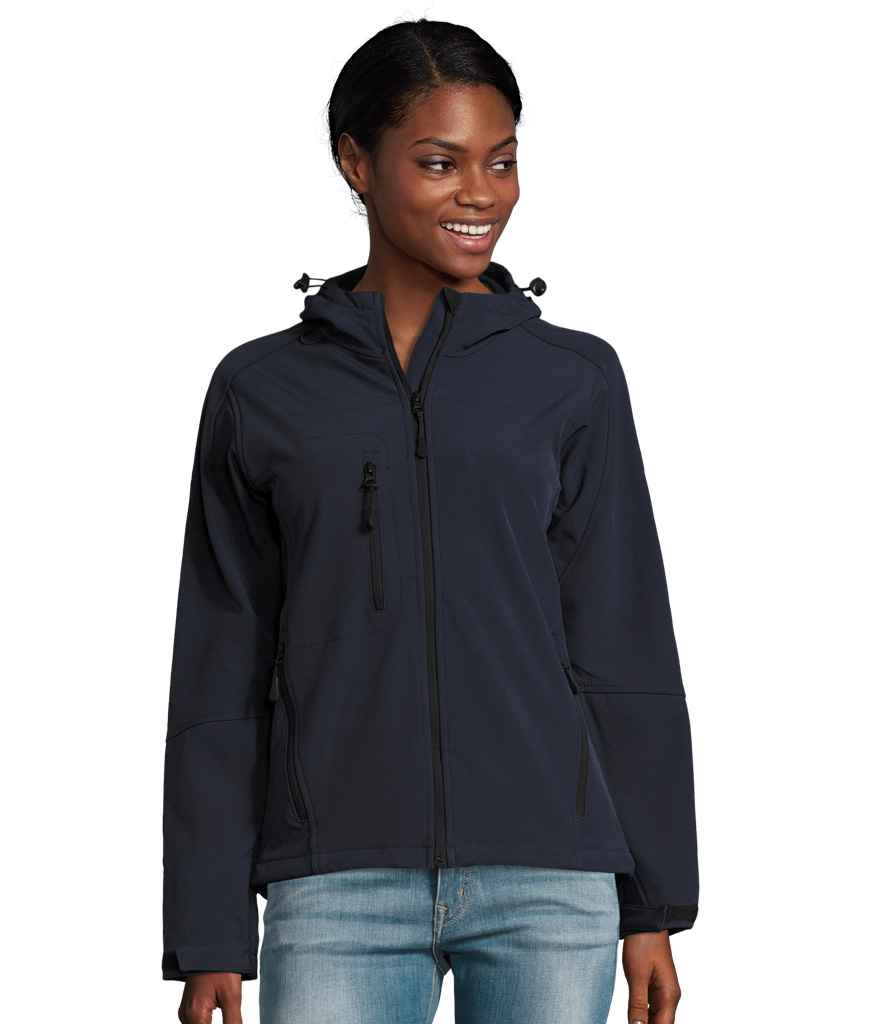 SOL'S Ladies Replay Hooded Soft Shell Jacket in French Navy