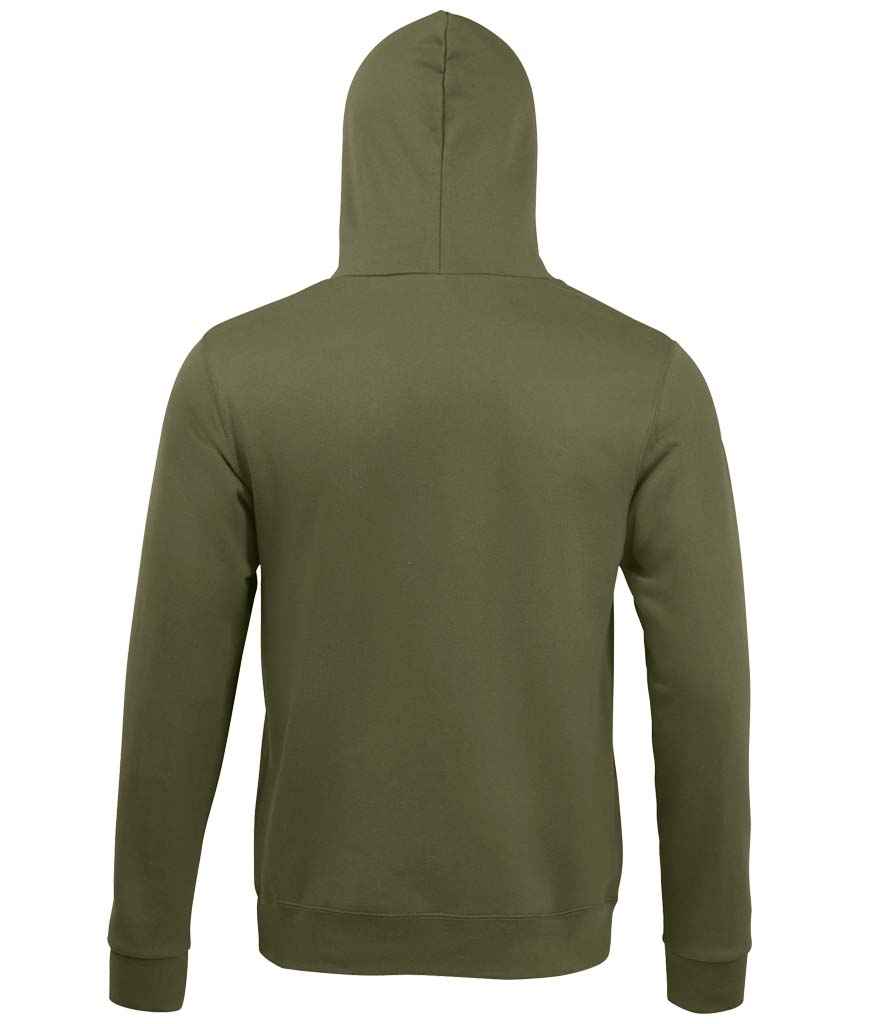 SOL'S Unisex Snake Hooded Sweatshirt in Army, back view