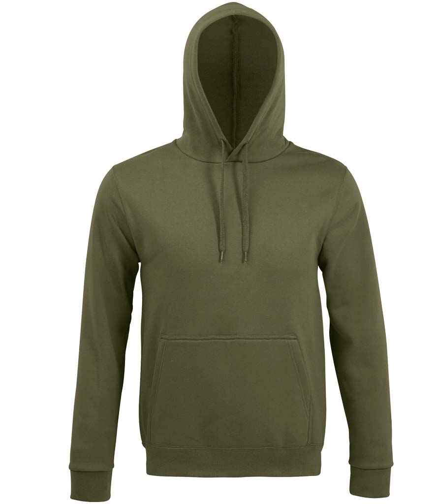 SOL'S Unisex Snake Hooded Sweatshirt in Army, front view