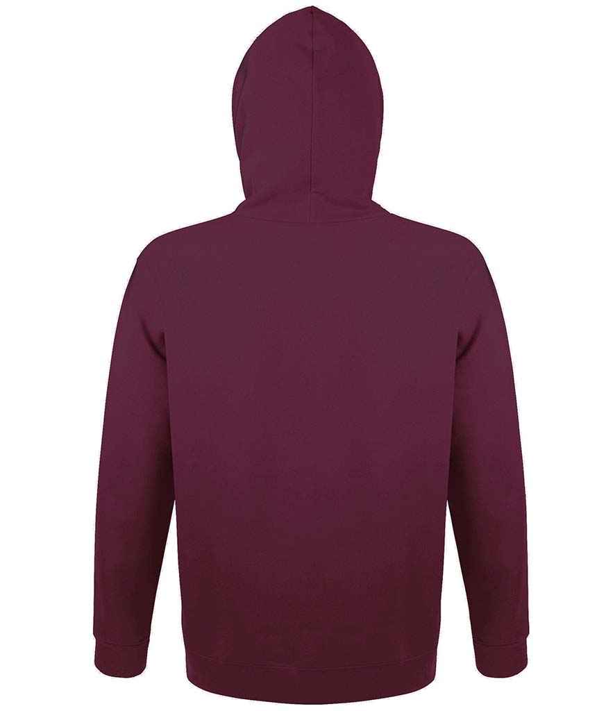 SOL'S Unisex Snake Hooded Sweatshirt in Burgundy, back view