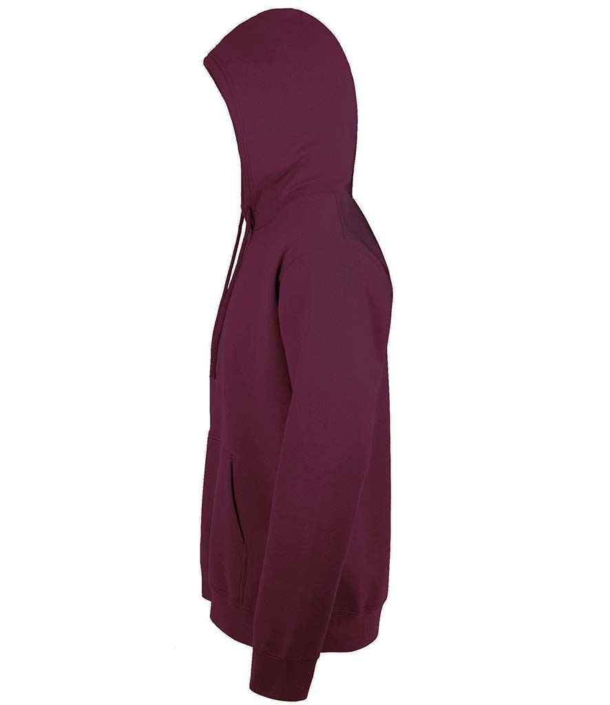 SOL'S Unisex Snake Hooded Sweatshirt in Burgundy, side view