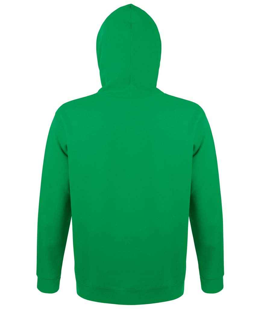 SOL'S Unisex Snake Hooded Sweatshirt in Kelly Green, back view