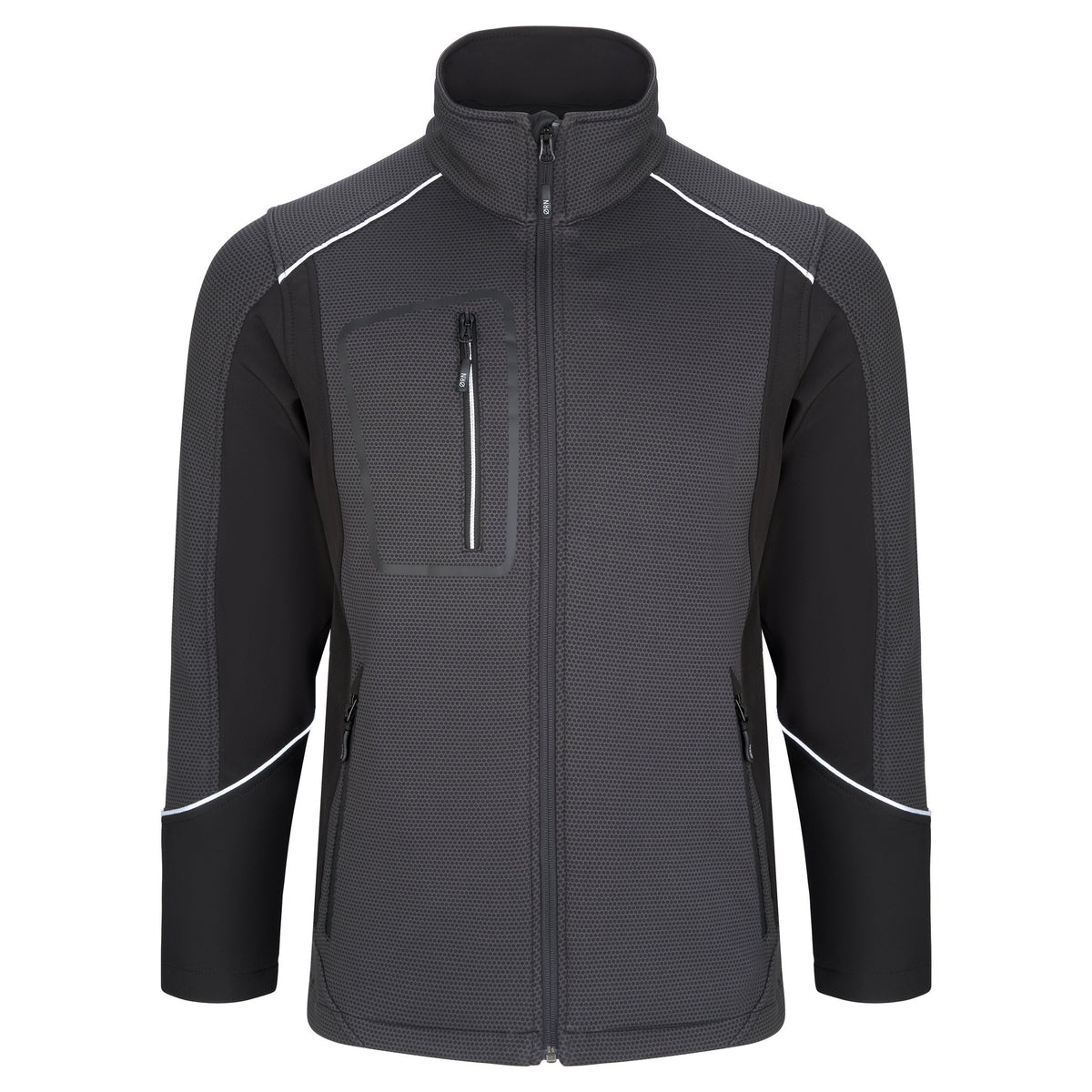 ØRN Shearwater Softshell – BK Body - BK Side  - GR Print – front