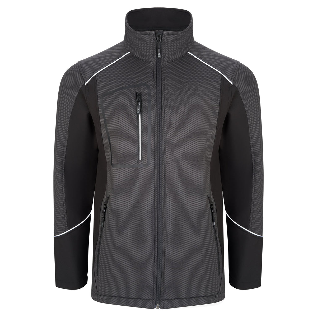 ØRN Shearwater Softshell – GR Body - BK Side - BK Print – front