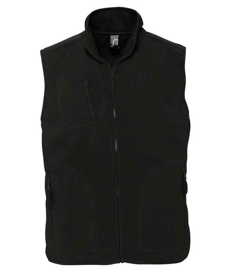 SOL'S Unisex Norway Fleece Bodywarmer in Black, front view