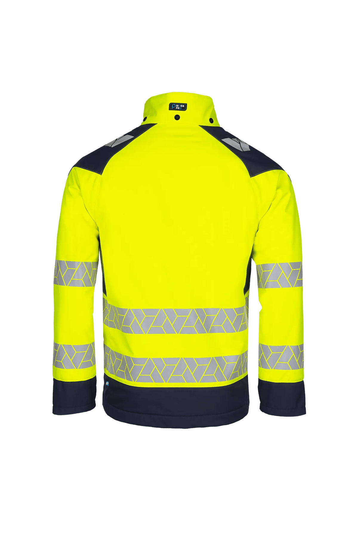 Sioen PRO Yulo in High-vis yellow/Navy blue, back view