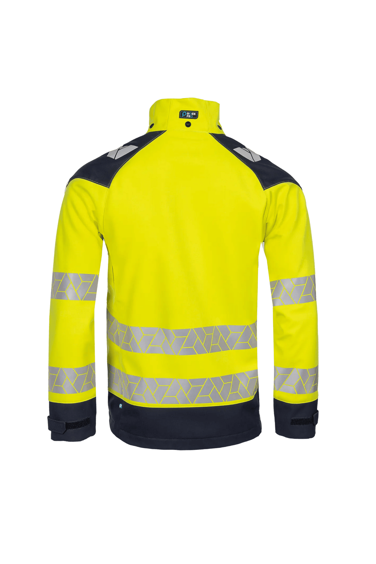 Sioen PRO Zabel in High-vis yellow/Navy blue, back view