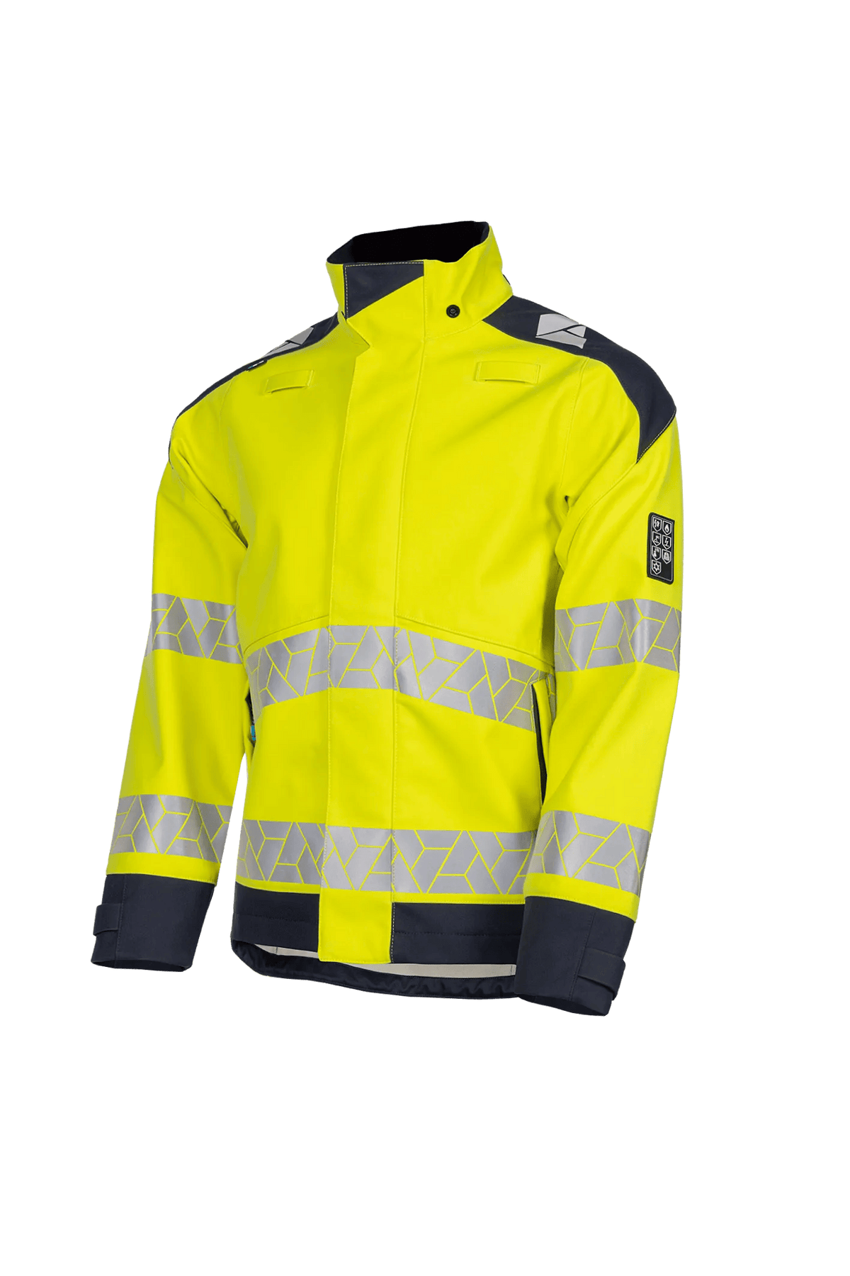 Sioen PRO Zabel in High-vis yellow/Navy blue, side view