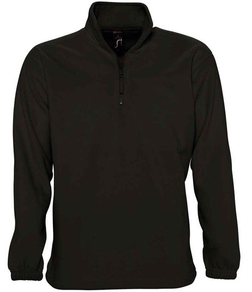 SOL'S Ness Zip Neck Fleece in Black, front view