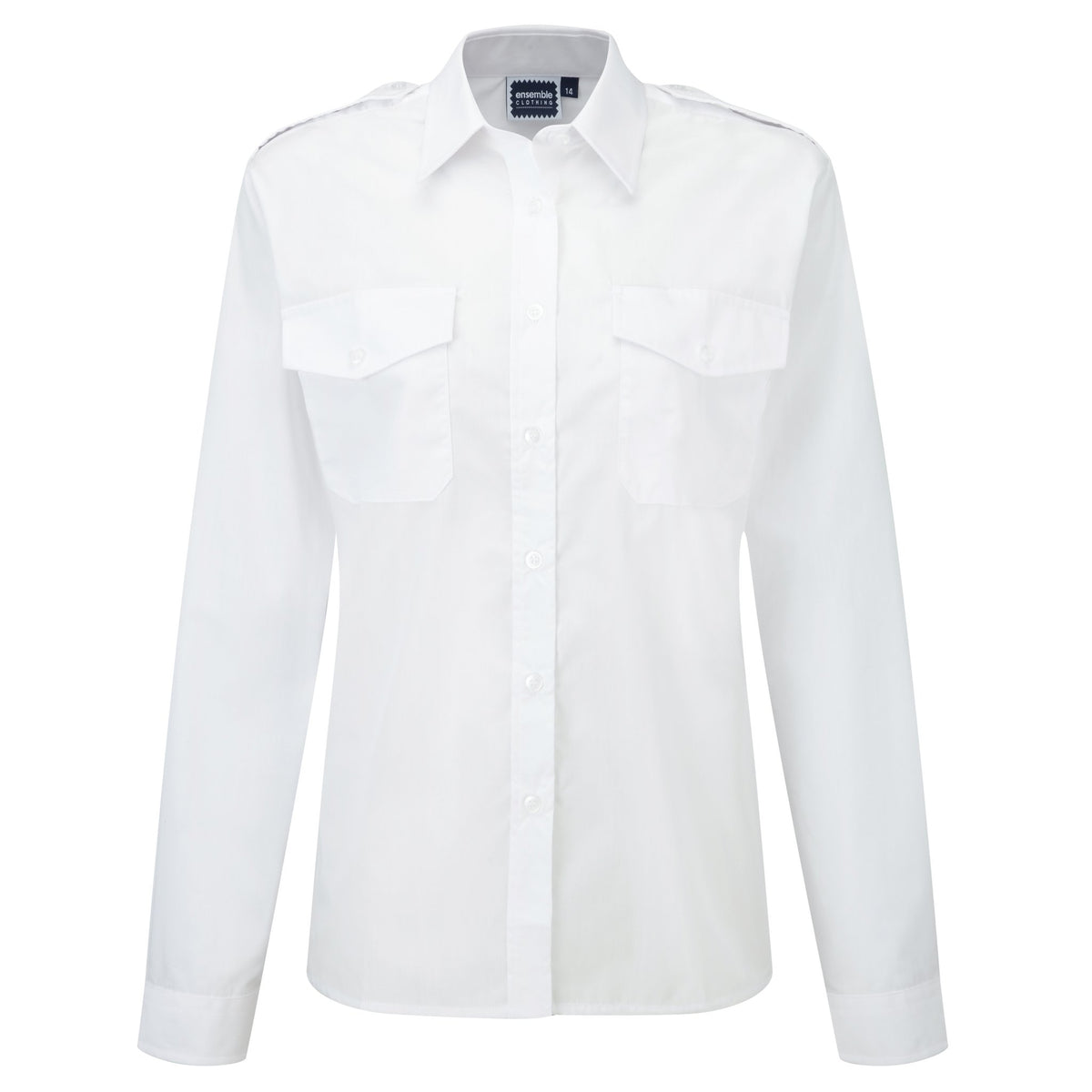 ØRN The Premium L/S Pilot Blouse – White – front