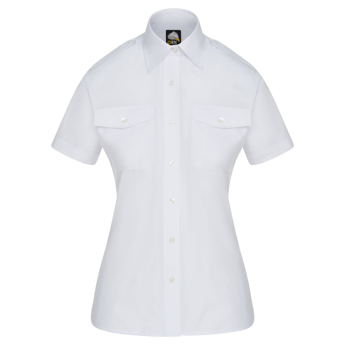 ØRN The Classic S/S Pilot Blouse – White – front