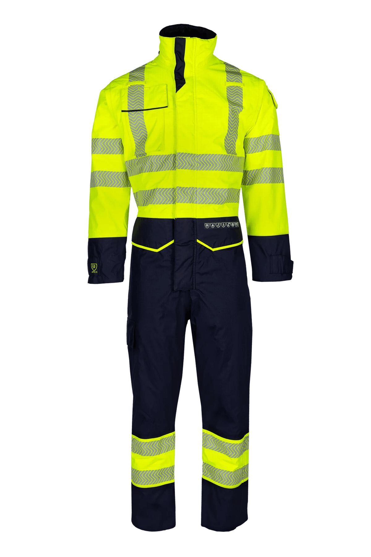 Sioen PRO Bjordal in High-vis yellow/Navy blue, front view