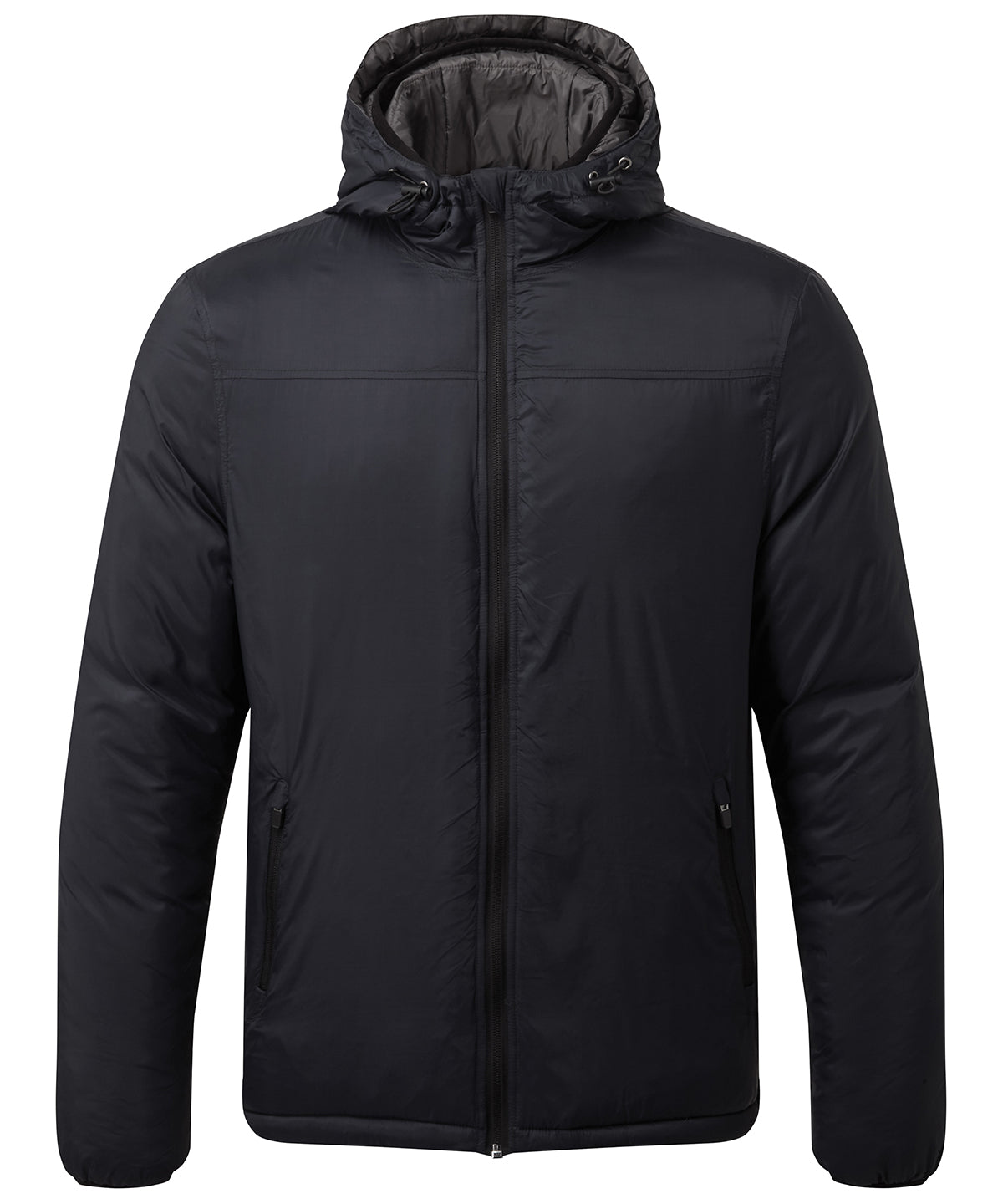 Asquith & Fox Men's padded wind jacket in Navy/Charcoal, front view
