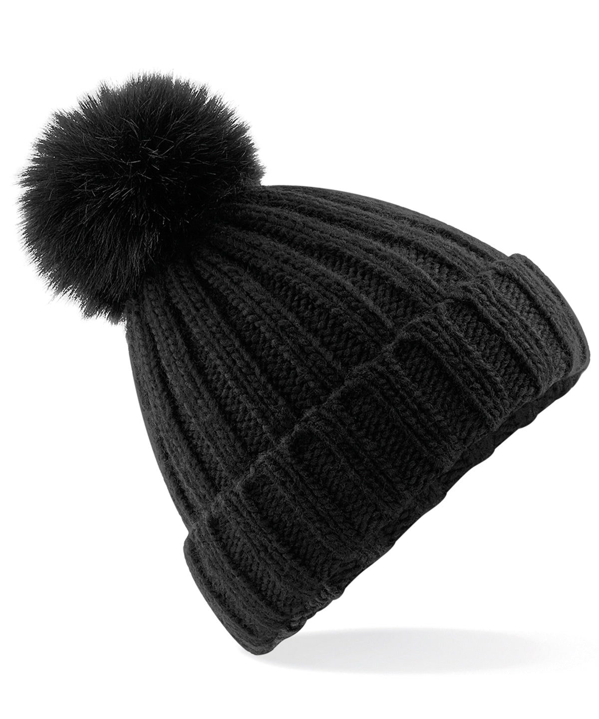 Beechfield Verbier fur pop pom chunky beanie, image 2