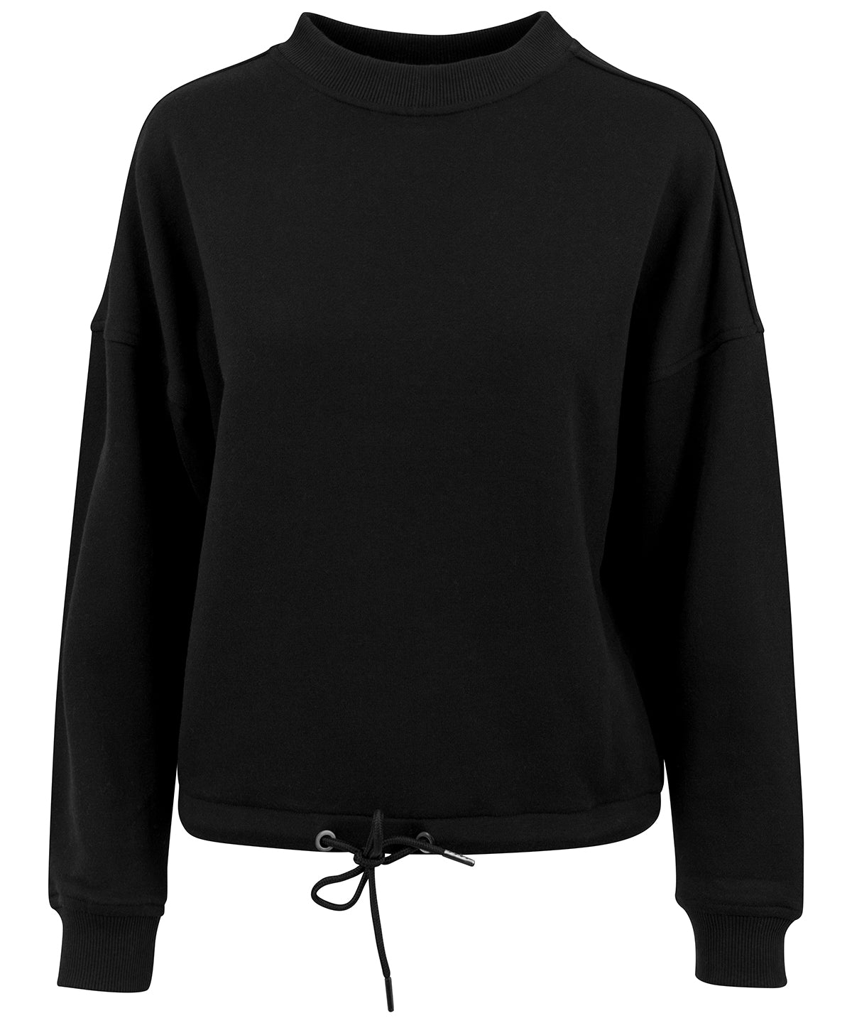 Build Your Brand Women's oversize crew neck in Black, front view
