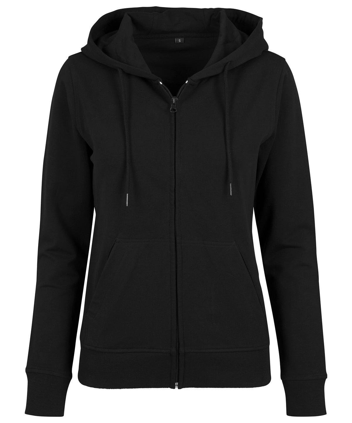 Build Your Brand Women's terry zip hoodie in Black, image 3