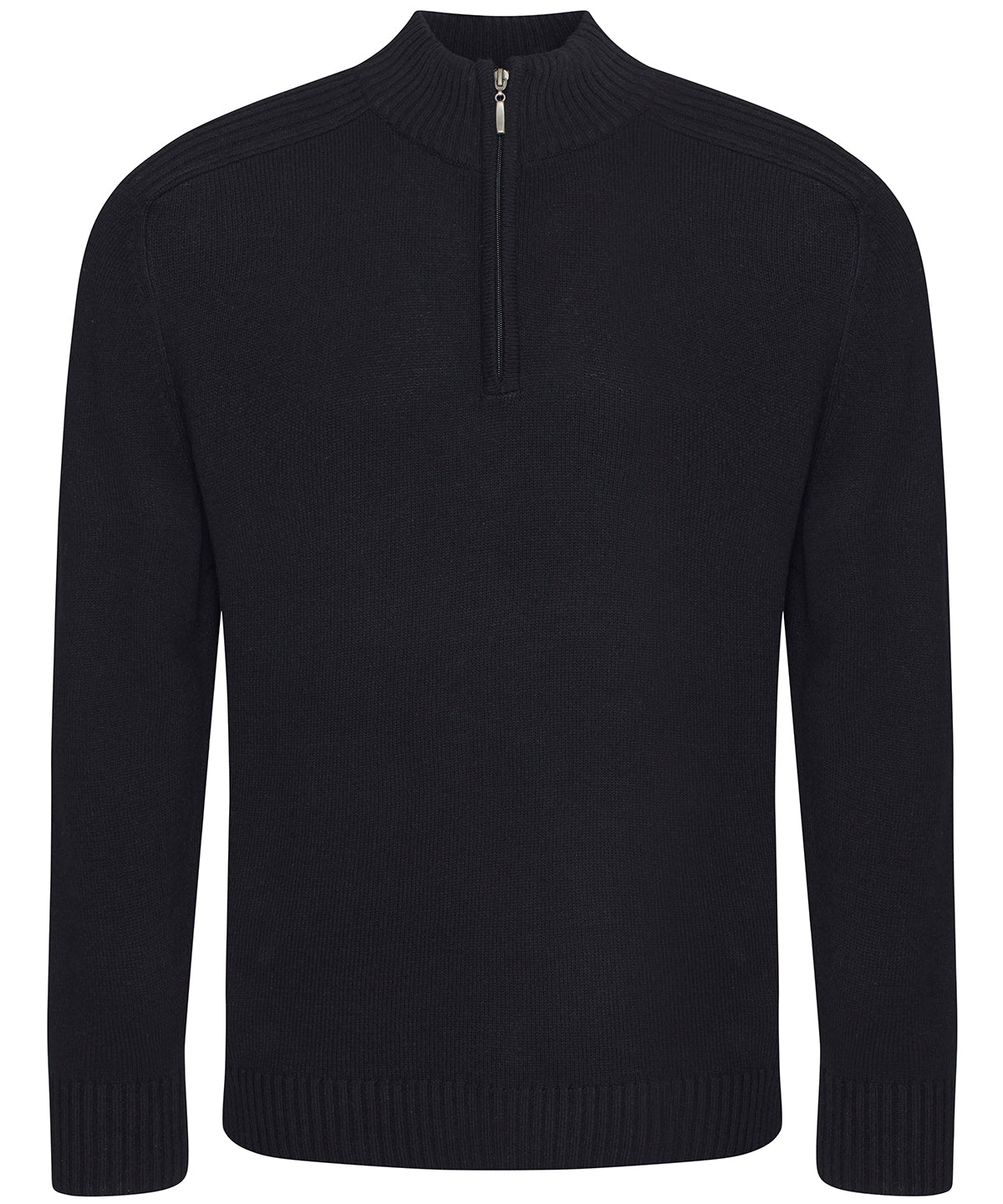 AWDis Ecologie Wakhan ¼ regen zip knit sweater in Black, front view