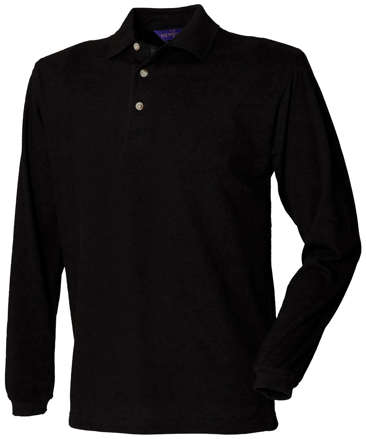 Henbury Long sleeve cotton polo shirt, image 2