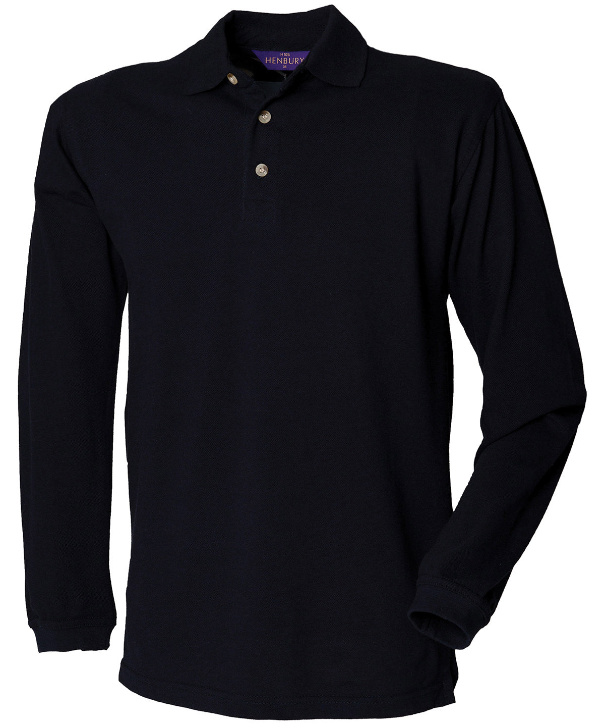 Henbury Long sleeve cotton polo shirt, image 3
