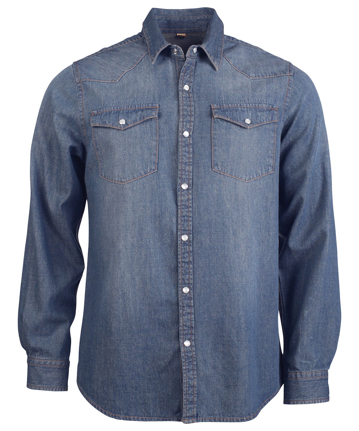 Kariban Men's long-sleeved denim shirt in Blue Jean, image 2