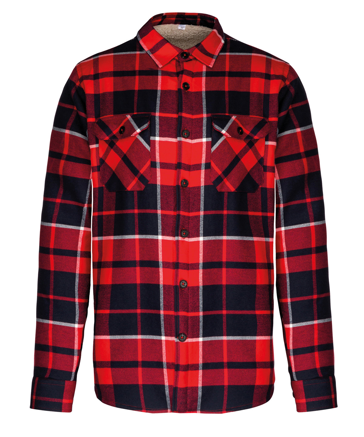 Kariban Sherpa-lined checked shirt jacket, main product image