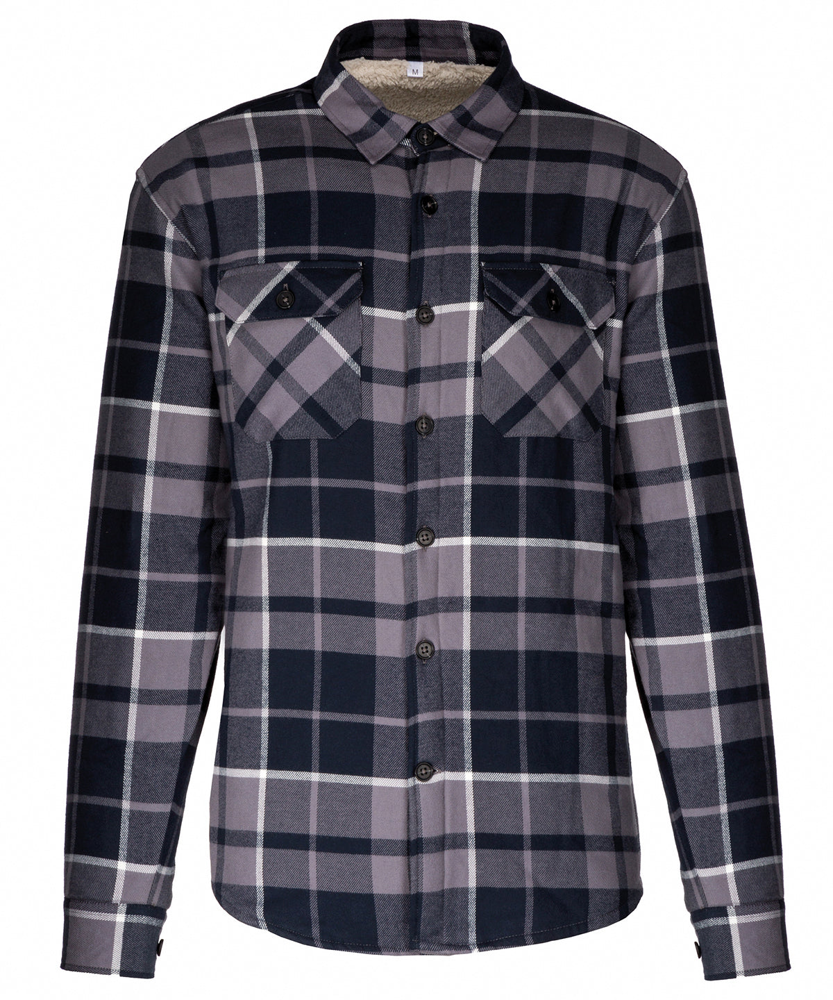 Kariban Sherpa-lined checked shirt jacket, image 3