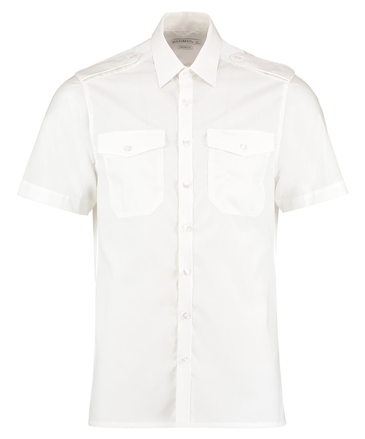 Kustom Kit Pilot shirt short-sleeved (tailored fit) in White, image 2