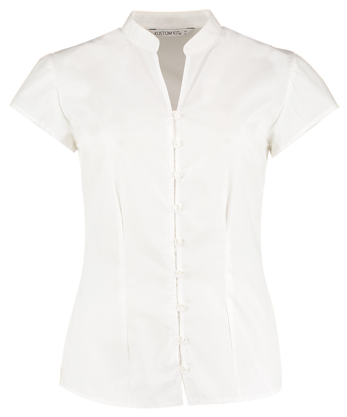 Kustom Kit Women's continental blouse mandarin collar cap sleeve (tailored fit), image 3