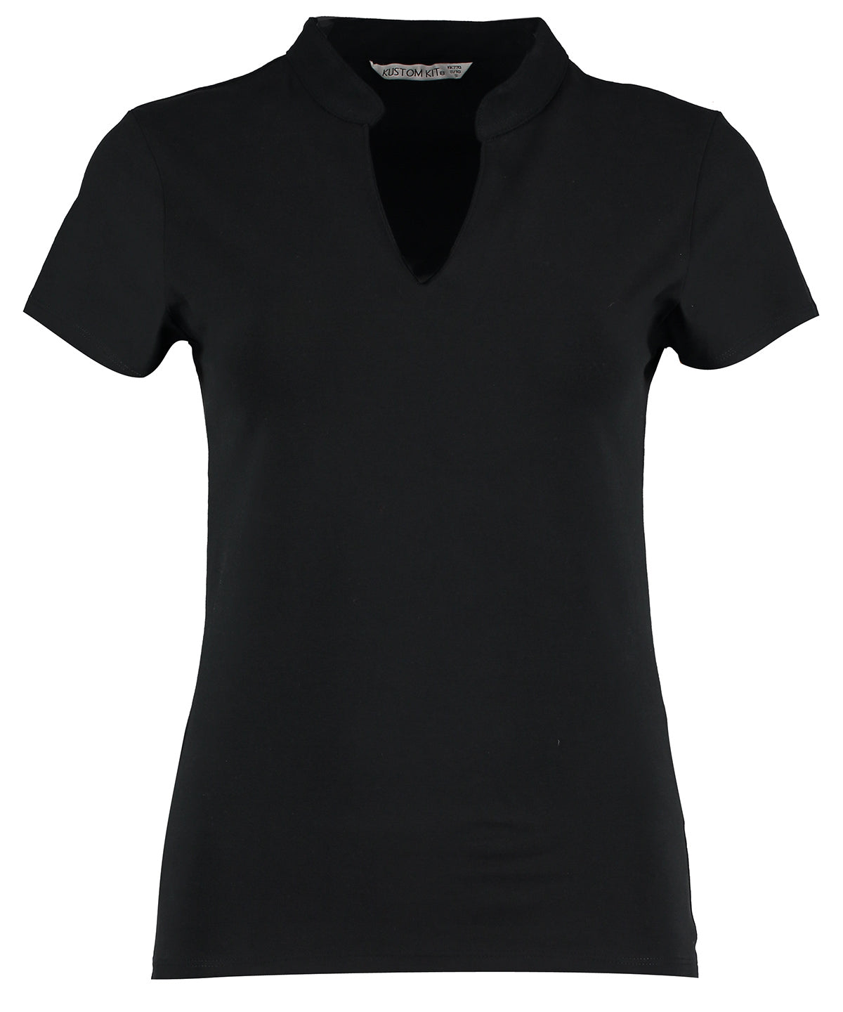 Kustom Kit Women's corporate short-sleeved top v-neck mandarin collar (regular fit), main product image