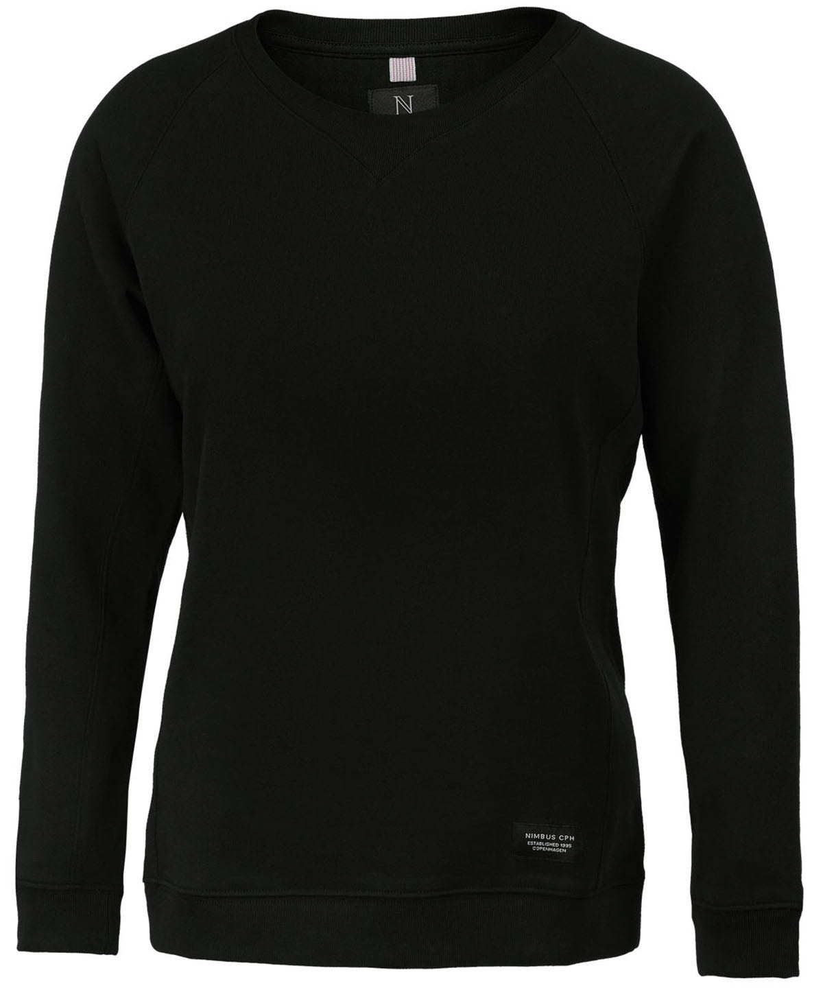 Nimbus Women’s Newport – luxury lightweight crewneck in Black, front view