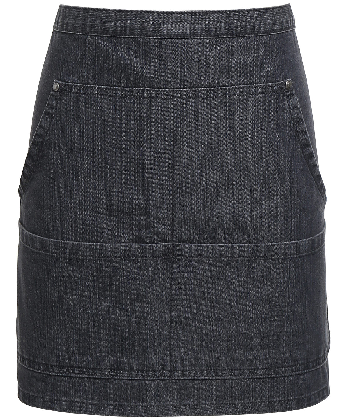 Premier Jeans stitch denim waist apron in Black Denim, front view