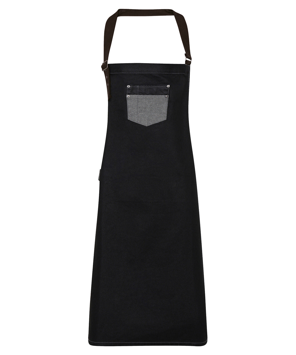 Premier Division waxed-look denim bib apron with faux leather, image 2