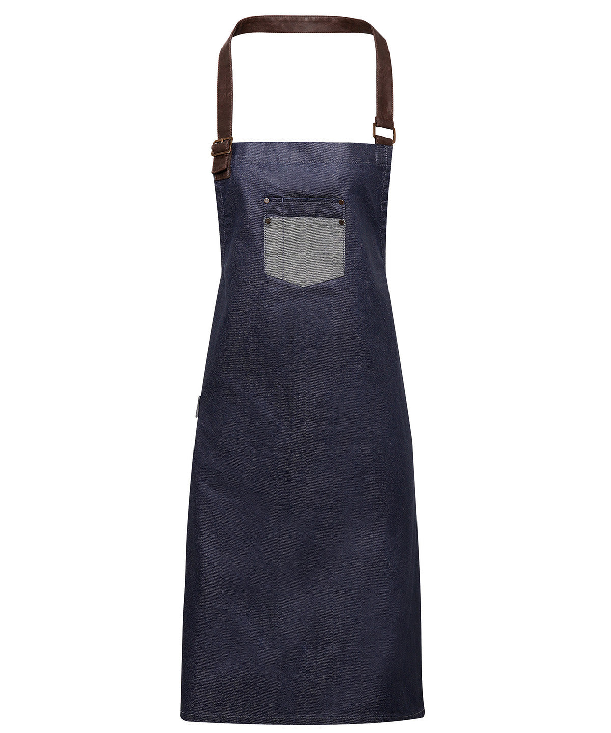 Premier Division waxed-look denim bib apron with faux leather, image 4