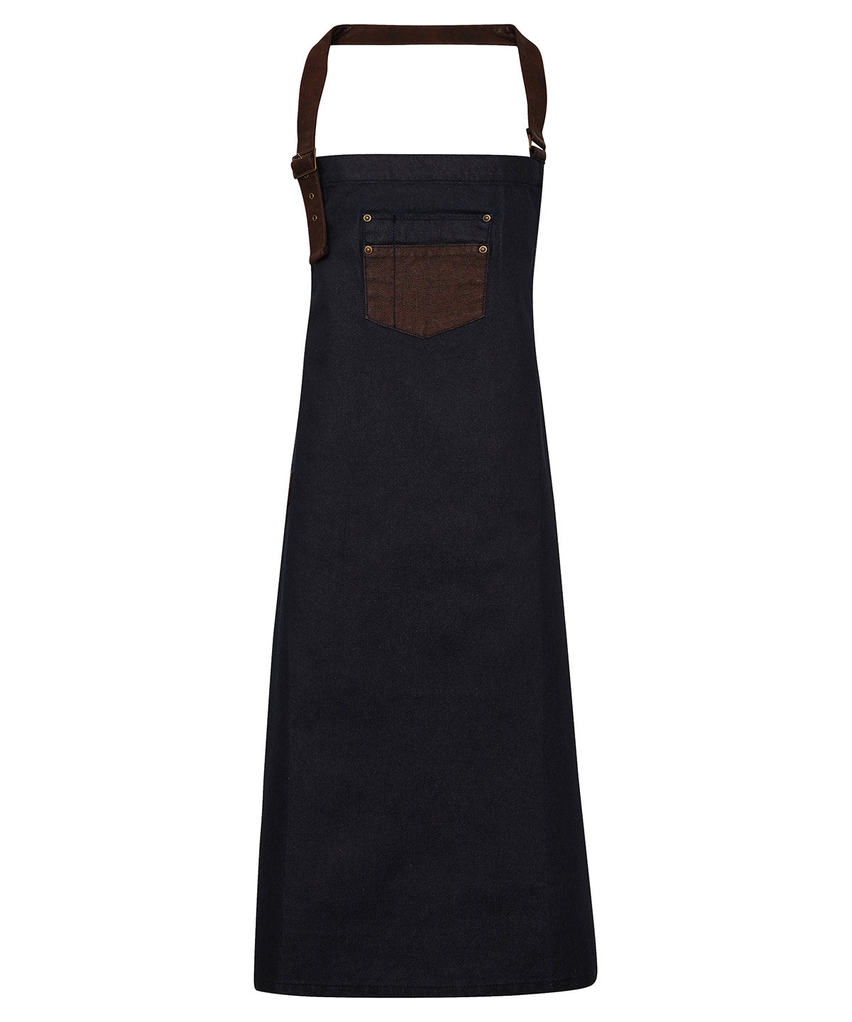Premier Division waxed-look denim bib apron with faux leather, image 5