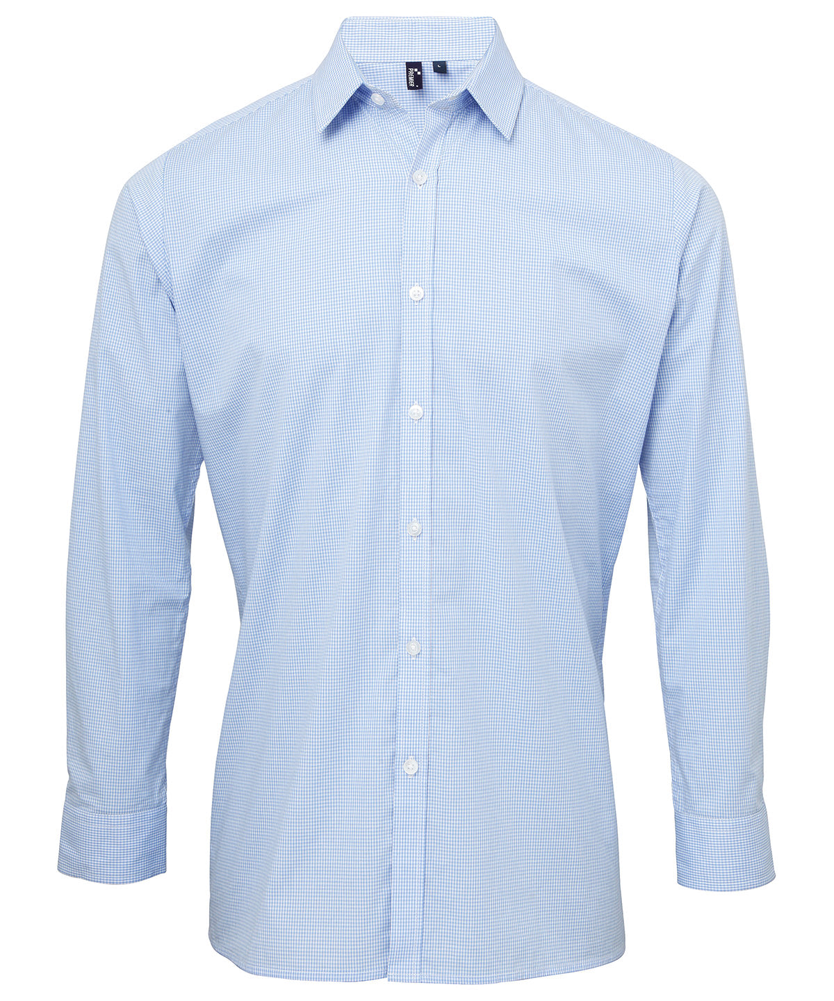 Premier Microcheck (Gingham) long sleeve cotton shirt, image 3