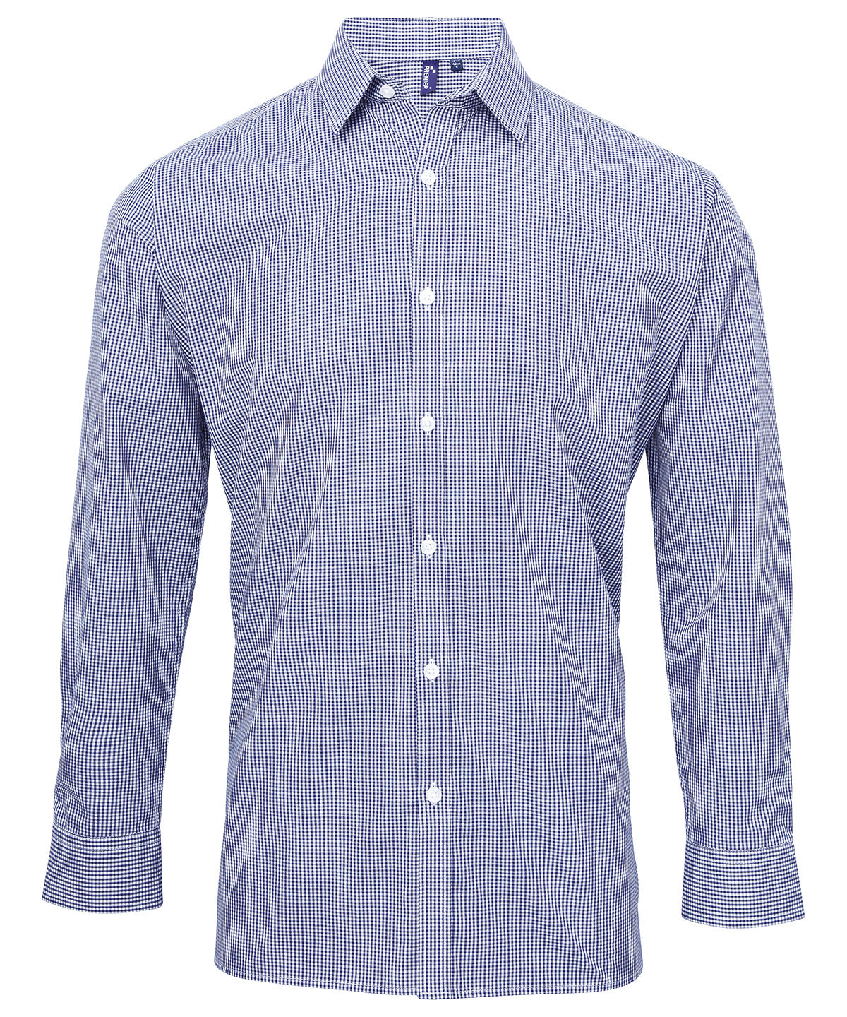 Premier Microcheck (Gingham) long sleeve cotton shirt, image 4