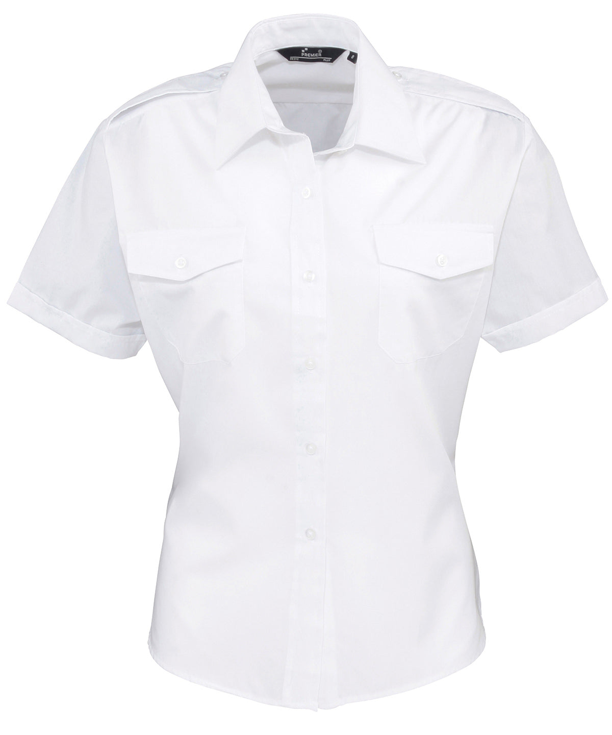 Premier Women's short sleeve pilot blouse in White, image 2