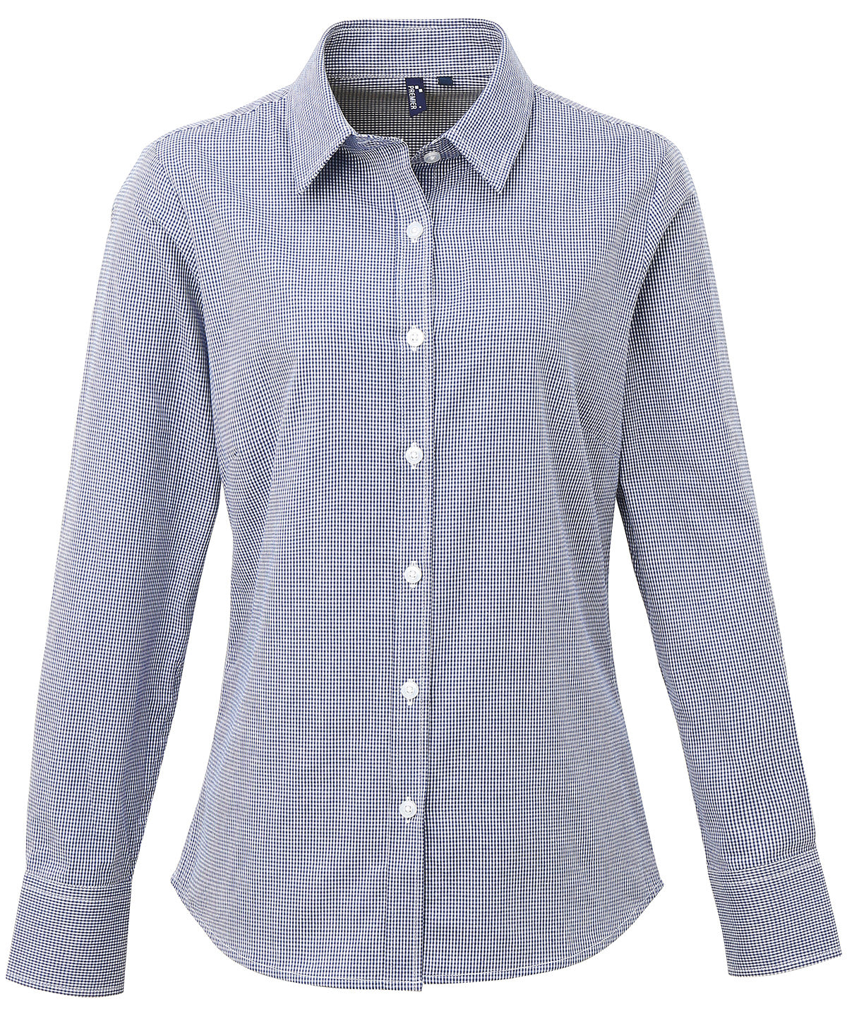 Premier Women's Microcheck (Gingham) long sleeve cotton shirt, image 4
