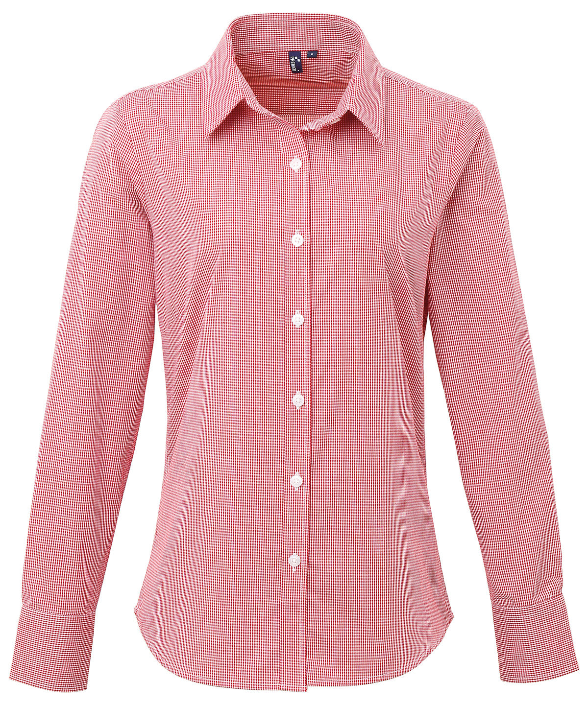 Premier Women's Microcheck (Gingham) long sleeve cotton shirt, image 5