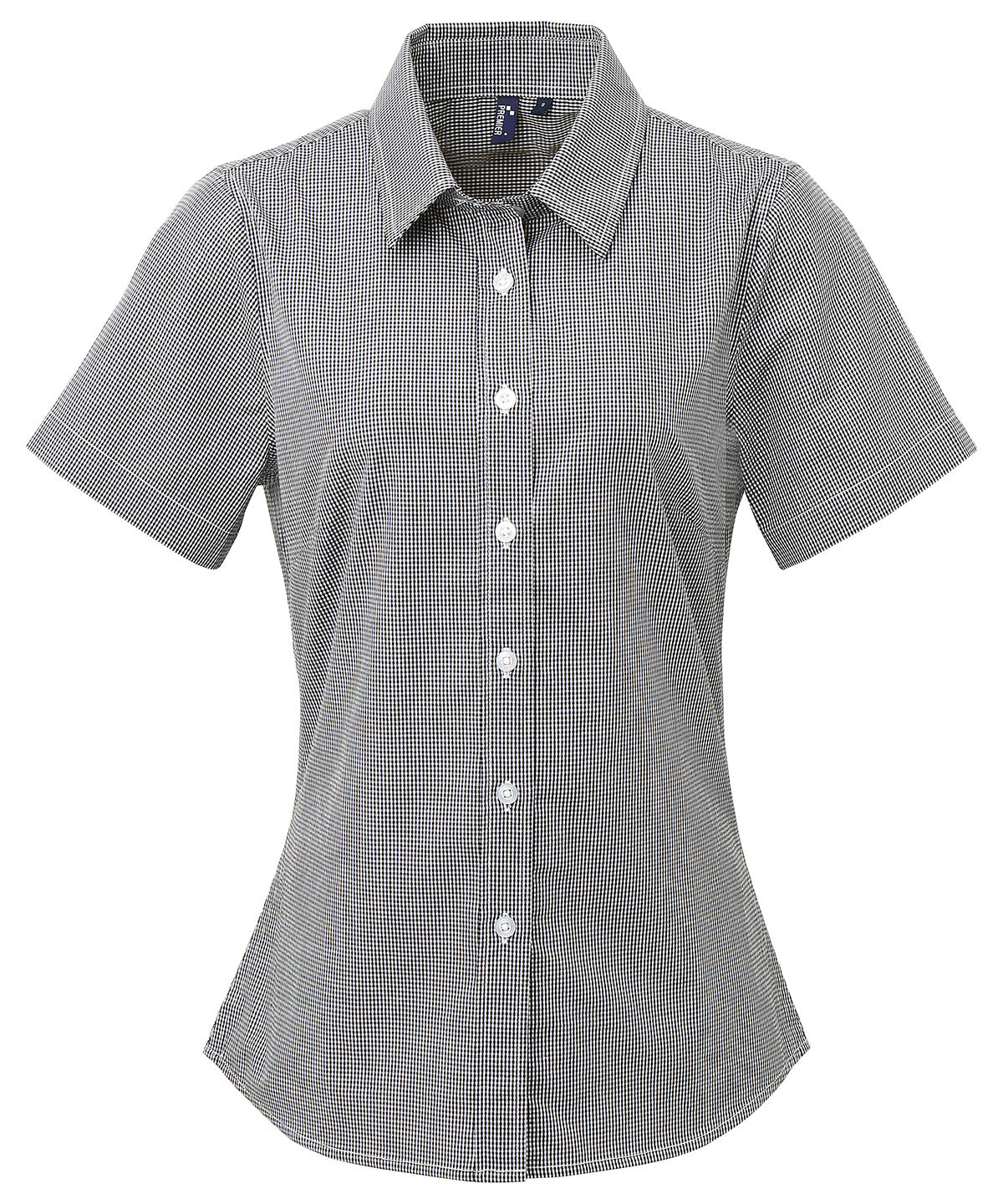 Premier Women's Microcheck (Gingham) short sleeve cotton shirt, main product image