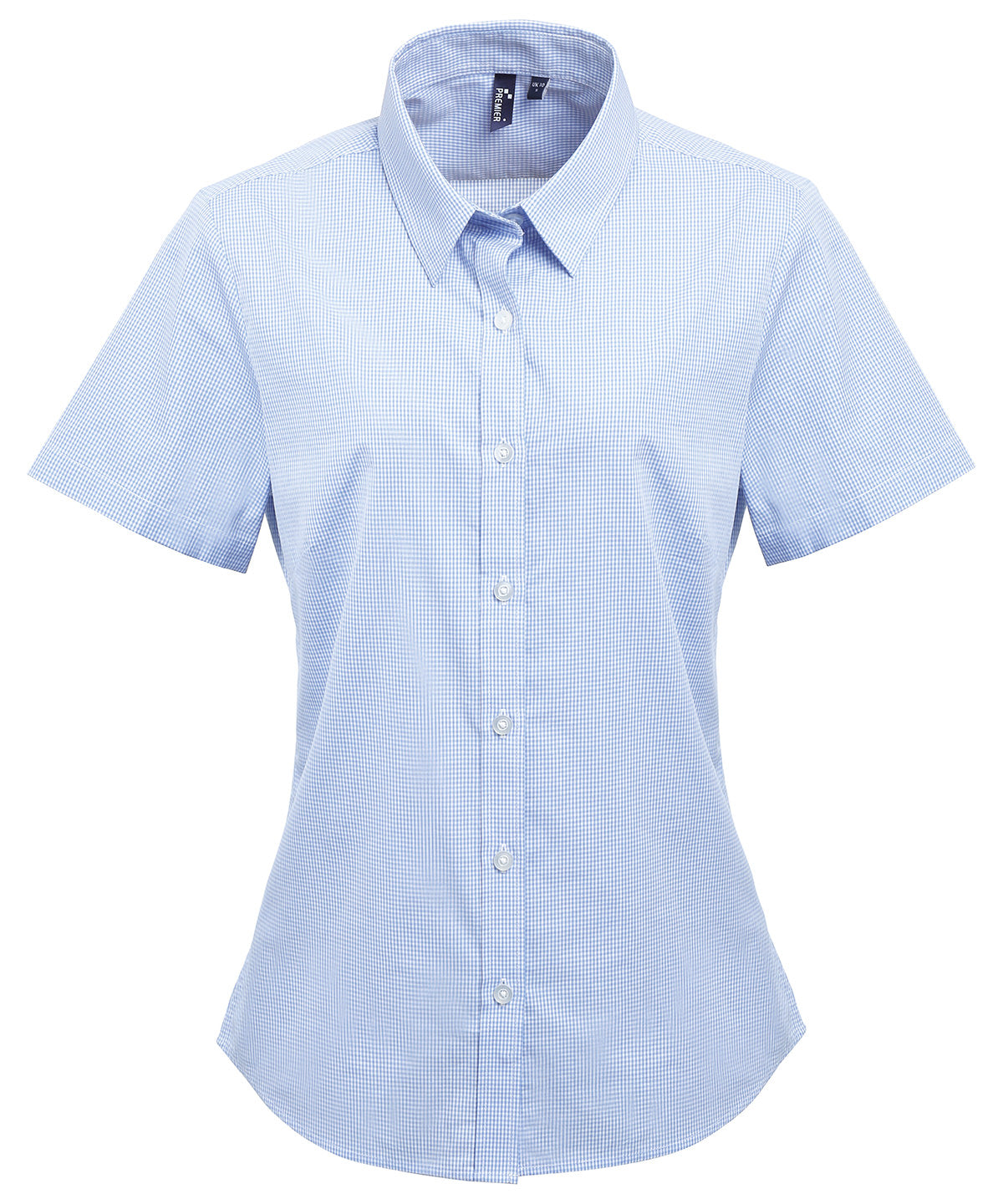 Premier Women's Microcheck (Gingham) short sleeve cotton shirt, image 3